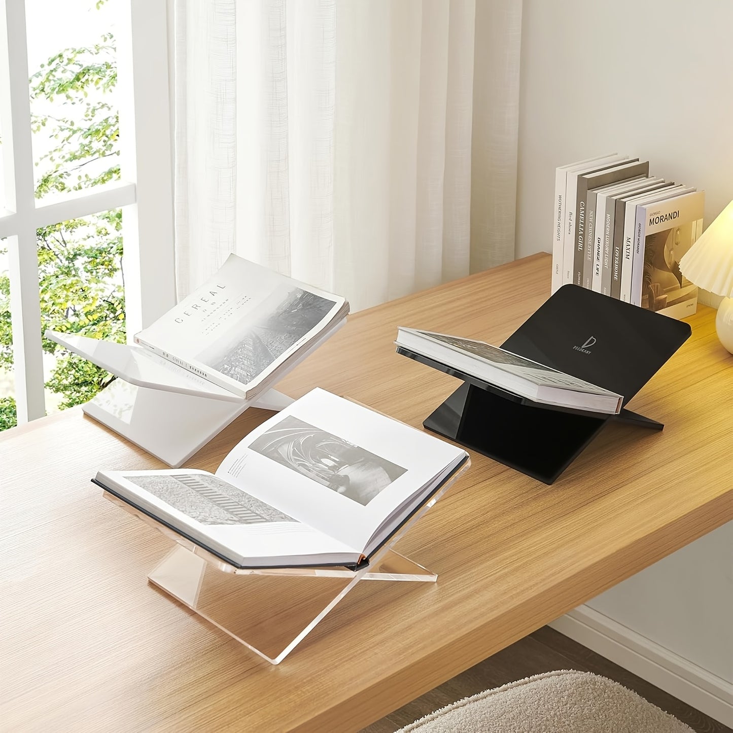 Acrylic Book Stand for Coffee Table - Clear PMMA Transparent Book Holder for Reading, Art Cookbook, Bible, Textbooks, Magazine - Durable and Stylish Reading Accessory