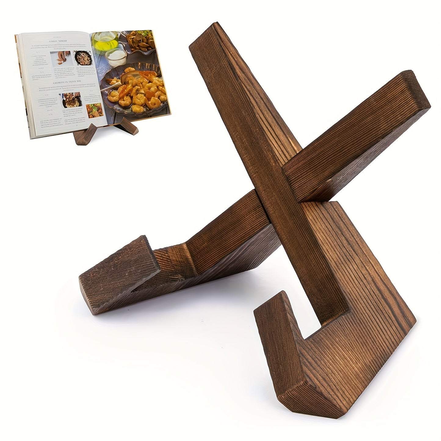 Handmade Wooden Cookbook Stand - 1 Pair Recipe Book Holder For Display Stand - Farmhouse Cook Book Stand For Kitchen Counter