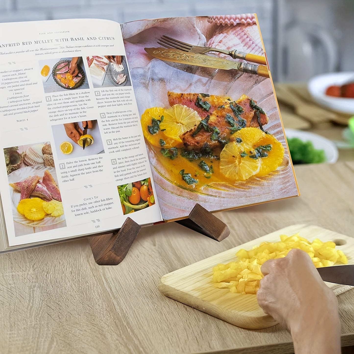 Handmade Wooden Cookbook Stand - 1 Pair Recipe Book Holder For Display Stand - Farmhouse Cook Book Stand For Kitchen Counter