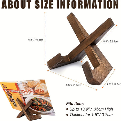 Handmade Wooden Cookbook Stand - 1 Pair Recipe Book Holder For Display Stand - Farmhouse Cook Book Stand For Kitchen Counter