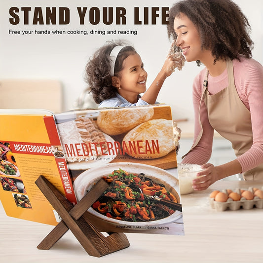 Handmade Wooden Cookbook Stand - 1 Pair Recipe Book Holder For Display Stand - Farmhouse Cook Book Stand For Kitchen Counter