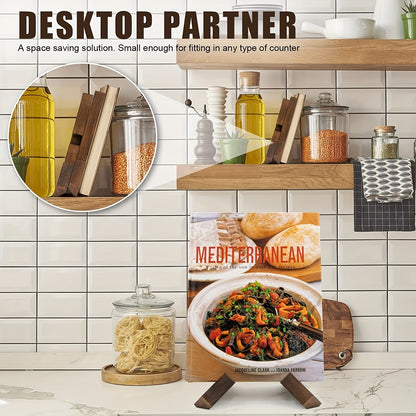 Handmade Wooden Cookbook Stand - 1 Pair Recipe Book Holder For Display Stand - Farmhouse Cook Book Stand For Kitchen Counter